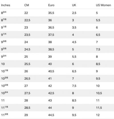 Under Armour Shoe Size Charts - Convert Your Shoe Size